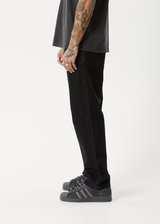 AFENDS Mens Ninety Two'S - Denim Relaxed Jean - Washed Black - Afends mens ninety two's   denim relaxed jean   washed black