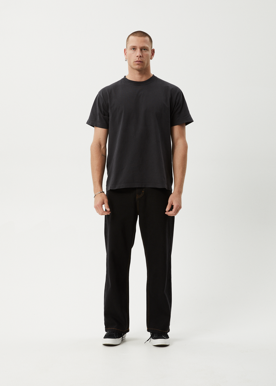 AFENDS Mens Pablo - Denim Baggy Jean - Washed Black