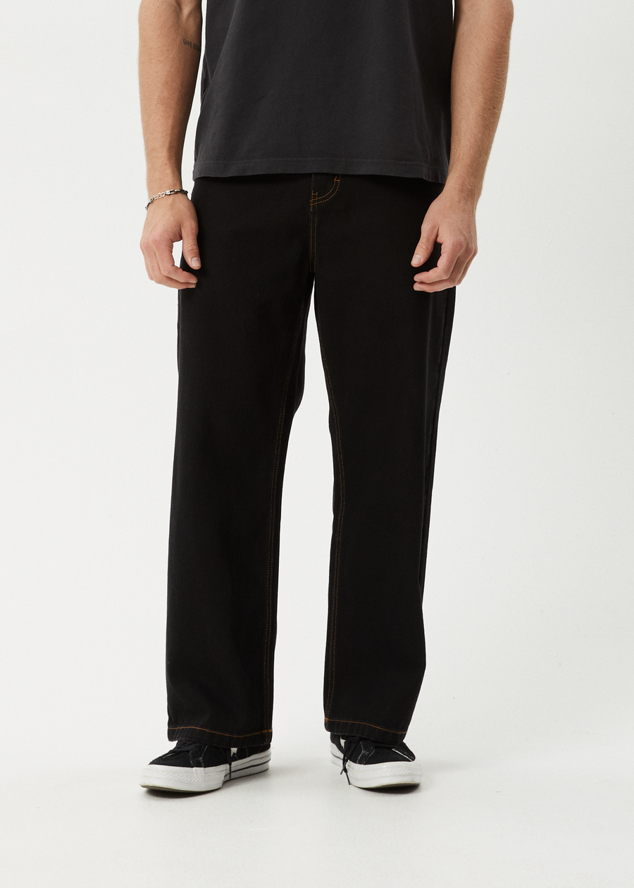 AFENDS Mens Pablo - Denim Baggy Jean - Washed Black