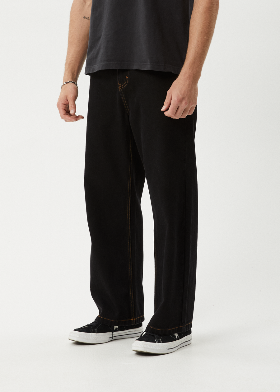 AFENDS Mens Pablo - Denim Baggy Jean - Washed Black