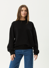 AFENDS Mens Genesis - Crew Neck Jumper - Black - Afends mens genesis   crew neck jumper   black