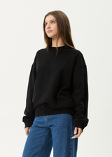 AFENDS Mens Genesis - Crew Neck Jumper - Black - Afends mens genesis   crew neck jumper   black