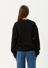 AFENDS Mens Genesis - Crew Neck Jumper - Black - Afends mens genesis   crew neck jumper   black