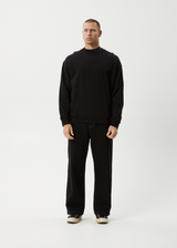 AFENDS Mens Genesis - Crew Neck Jumper - Black - Afends mens genesis   crew neck jumper   black