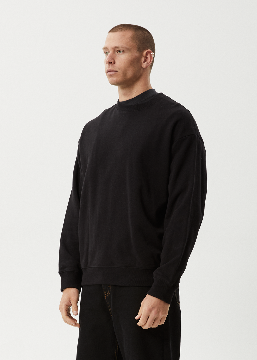 AFENDS Mens Genesis - Crew Neck Jumper - Black