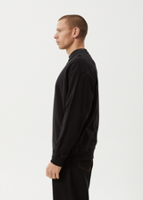 AFENDS Mens Genesis - Crew Neck Jumper - Black - Afends mens genesis   crew neck jumper   black
