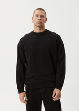 AFENDS Mens Genesis - Crew Neck Jumper - Black - Afends mens genesis   crew neck jumper   black