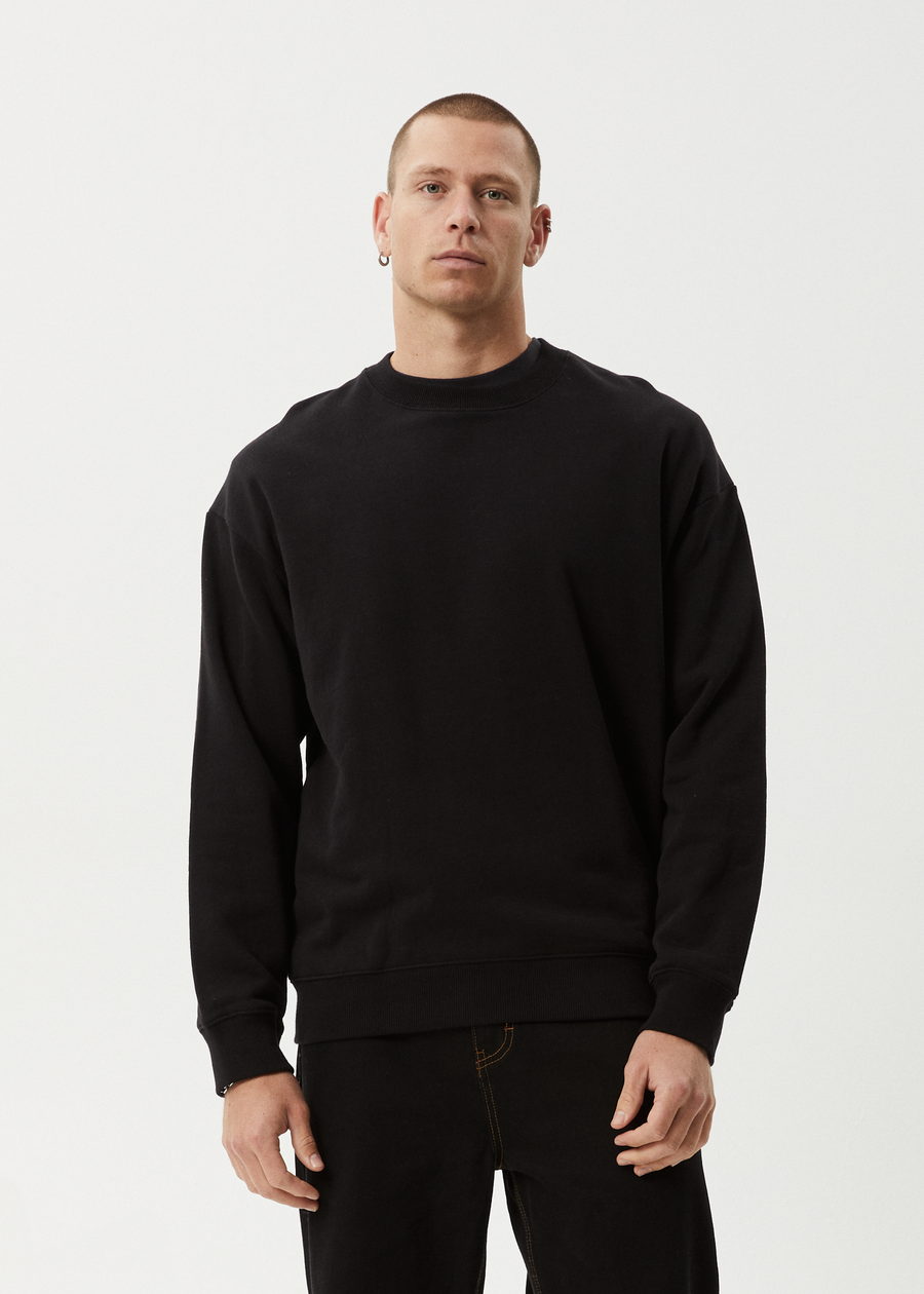 AFENDS Mens Genesis - Crew Neck Jumper - Black