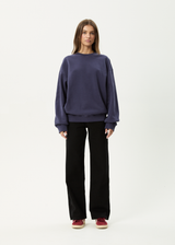 AFENDS Mens Genesis - Crew Neck Jumper - Washed Deep Sea - Afends mens genesis   crew neck jumper   washed deep sea