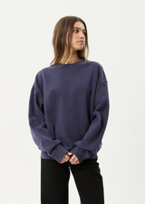 AFENDS Mens Genesis - Crew Neck Jumper - Washed Deep Sea - Afends mens genesis   crew neck jumper   washed deep sea