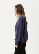 AFENDS Mens Genesis - Crew Neck Jumper - Washed Deep Sea - Afends mens genesis   crew neck jumper   washed deep sea