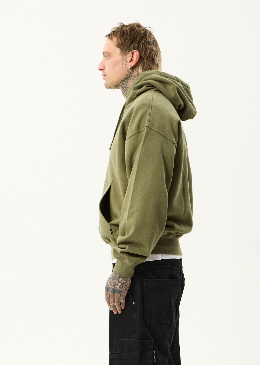 AFENDS Mens Genesis - Boxy Hoodie - Military