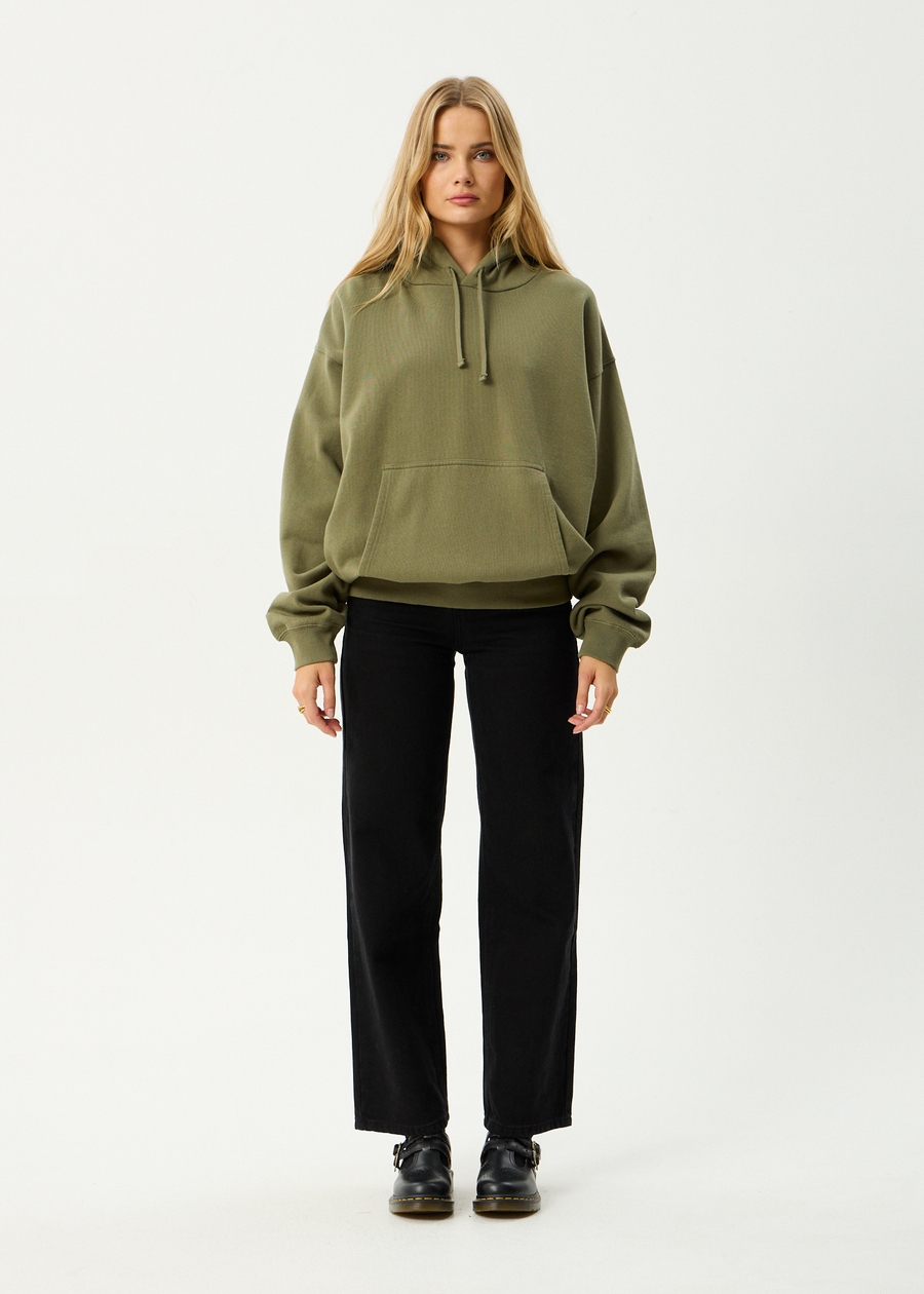 AFENDS Mens Genesis - Boxy Hoodie - Military