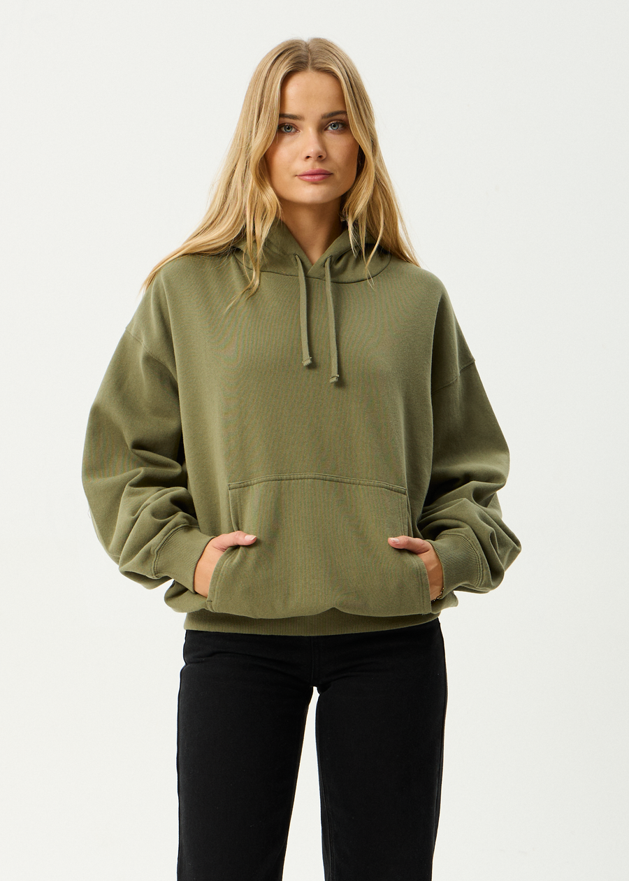 AFENDS Mens Genesis - Boxy Hoodie - Military