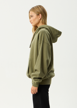 AFENDS Mens Genesis - Boxy Hoodie - Military - Afends mens genesis   boxy hoodie   military