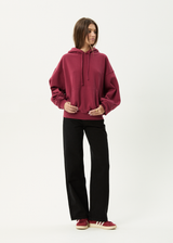 AFENDS Mens Genesis - Boxy Hoodie - Washed Burgundy - Afends mens genesis   boxy hoodie   washed burgundy