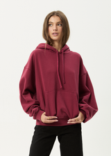 AFENDS Mens Genesis - Boxy Hoodie - Washed Burgundy - Afends mens genesis   boxy hoodie   washed burgundy