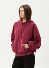 AFENDS Mens Genesis - Boxy Hoodie - Washed Burgundy - Afends mens genesis   boxy hoodie   washed burgundy
