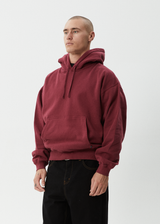 AFENDS Mens Genesis - Boxy Hoodie - Washed Burgundy - Afends mens genesis   boxy hoodie   washed burgundy