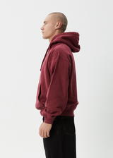 AFENDS Mens Genesis - Boxy Hoodie - Washed Burgundy - Afends mens genesis   boxy hoodie   washed burgundy