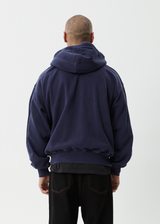 AFENDS Mens Genesis - Boxy Hoodie - Washed Deep Sea - Afends mens genesis   boxy hoodie   washed deep sea
