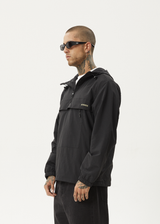 AFENDS Mens System - Water Resistant Spray Anorak Jacket - Black - Afends mens system   water resistant spray anorak jacket   black 