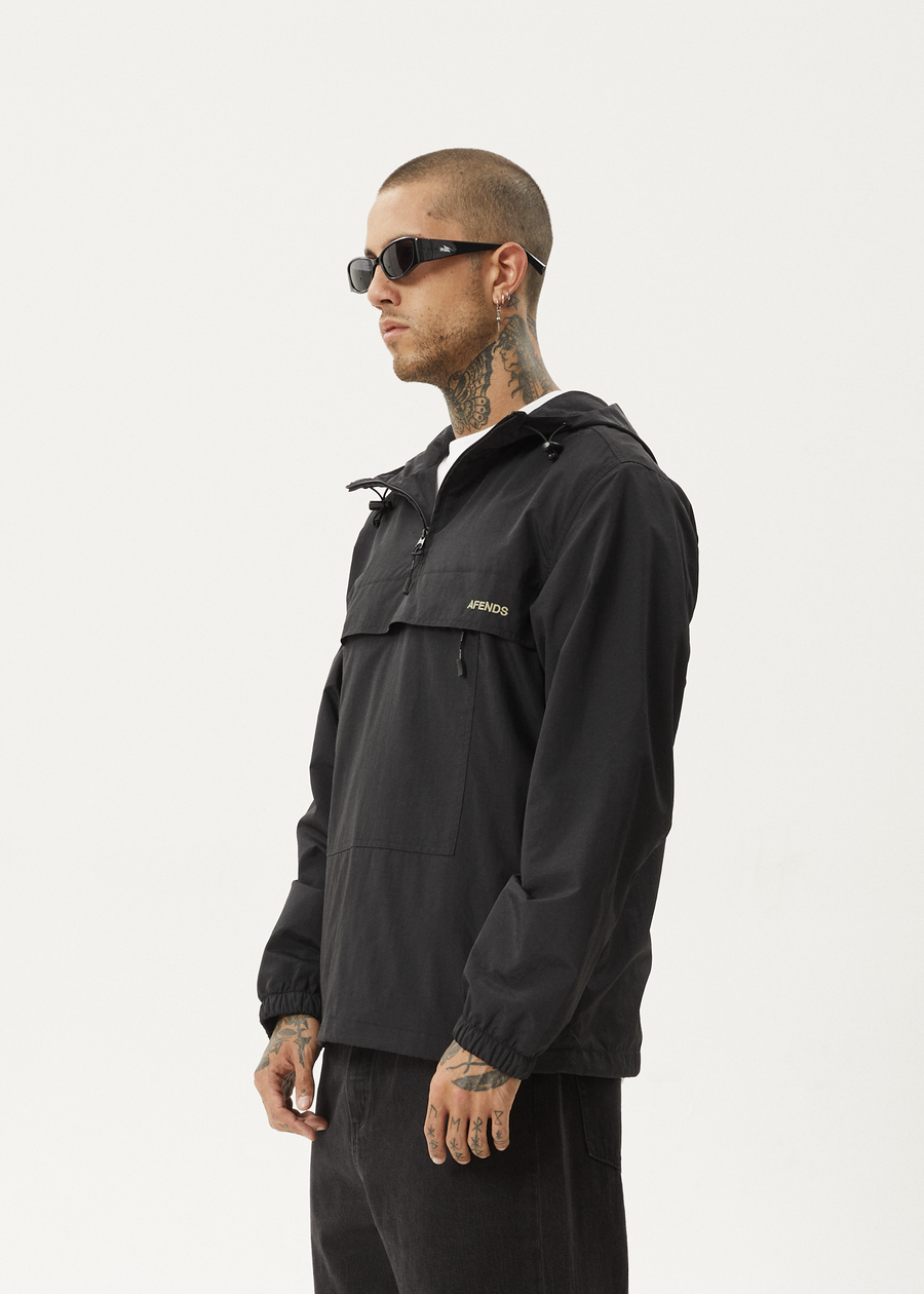 AFENDS Mens System - Water Resistant Spray Anorak Jacket - Black 