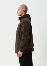 AFENDS Mens System - Water Resistant Spray Anorak Jacket - Coffee - Afends mens system   water resistant spray anorak jacket   coffee
