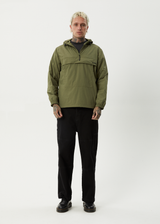 AFENDS Mens System - Water Resistant Spray Anorak Jacket - Military - Afends mens system   water resistant spray anorak jacket   military