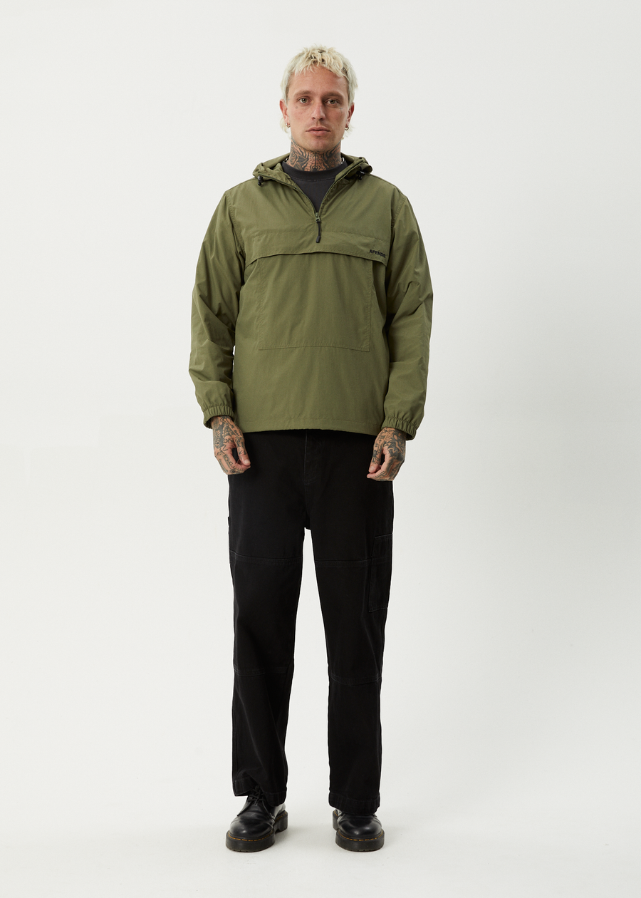 AFENDS Mens System - Water Resistant Spray Anorak Jacket - Military
