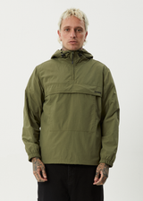 AFENDS Mens System - Water Resistant Spray Anorak Jacket - Military - Afends mens system   water resistant spray anorak jacket   military