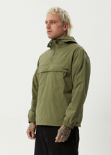 AFENDS Mens System - Water Resistant Spray Anorak Jacket - Military - Afends mens system   water resistant spray anorak jacket   military