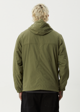 AFENDS Mens System - Water Resistant Spray Anorak Jacket - Military - Afends mens system   water resistant spray anorak jacket   military