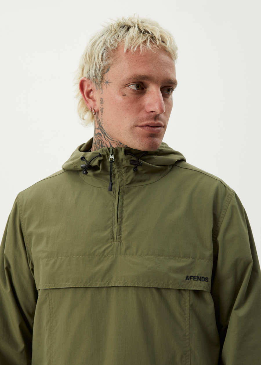 AFENDS Mens System - Water Resistant Spray Anorak Jacket - Military