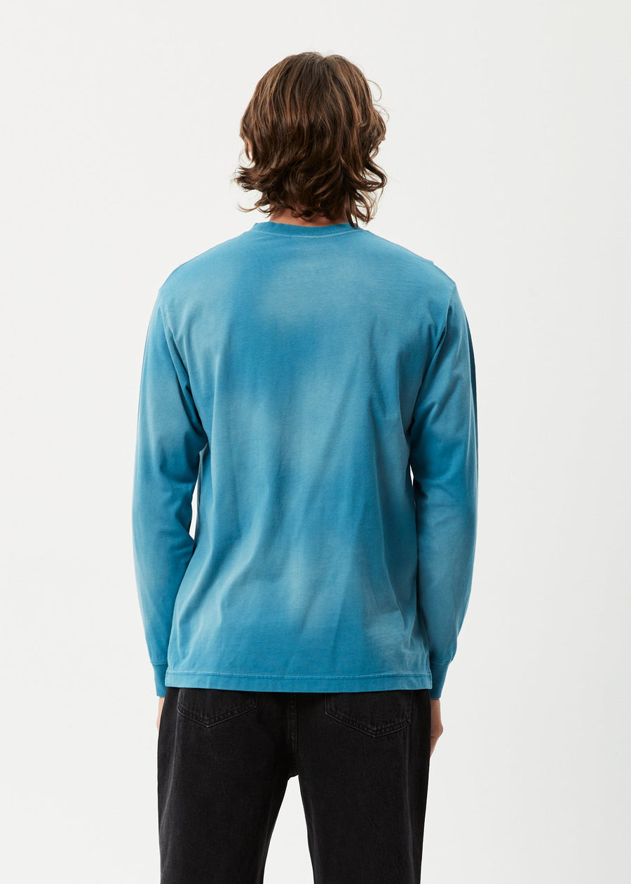 AFENDS Mens Eternal - Long Sleeve Graphic Logo Tee - Worn Azure