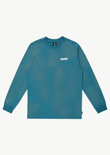 AFENDS Mens Eternal - Long Sleeve Graphic Logo Tee - Worn Azure - Afends mens eternal   long sleeve graphic logo tee   worn azure