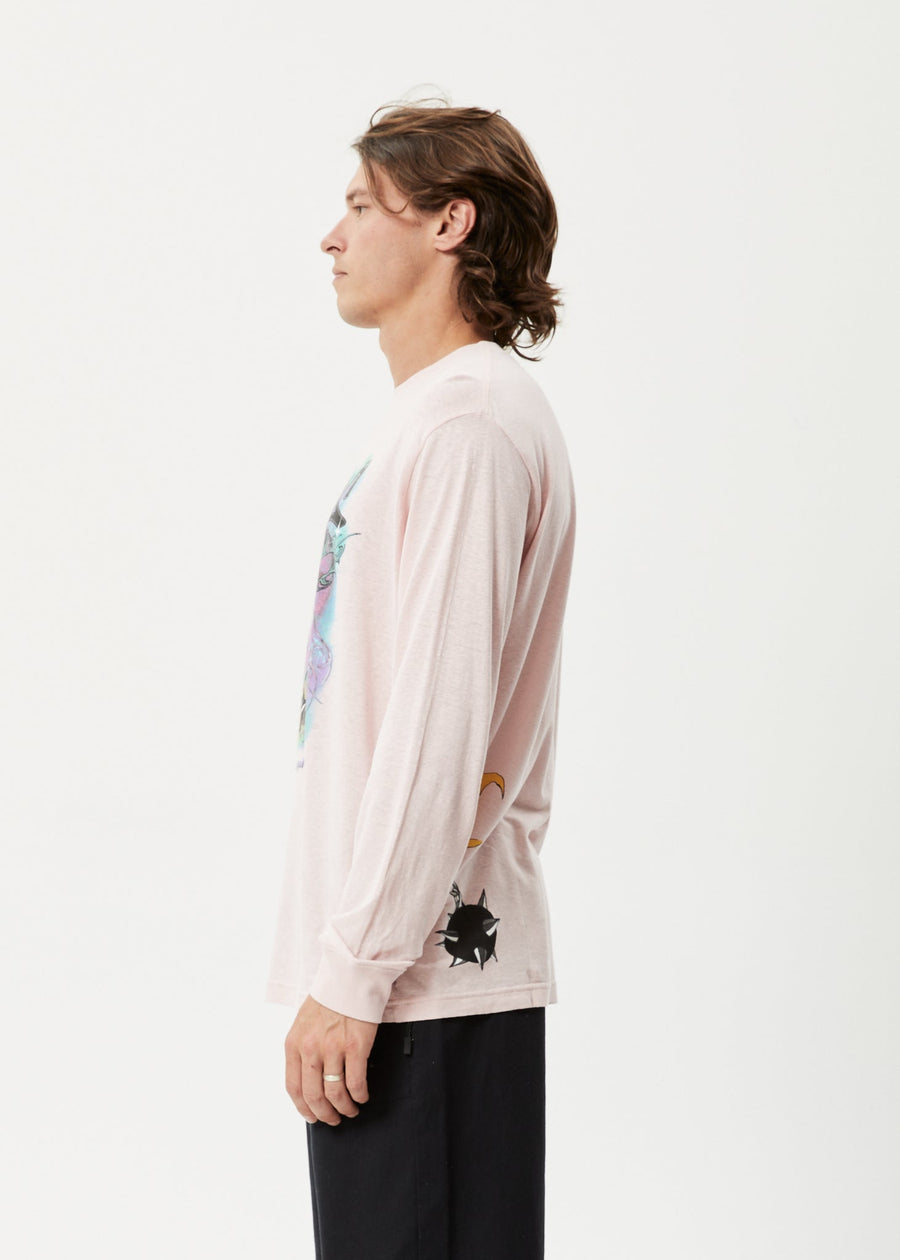 AFENDS Mens Liquid Haze - Long Sleeve Graphic Tee - Lotus