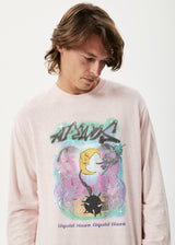 AFENDS Mens Liquid Haze - Long Sleeve Graphic Tee - Lotus - Afends mens liquid haze   long sleeve graphic tee   lotus