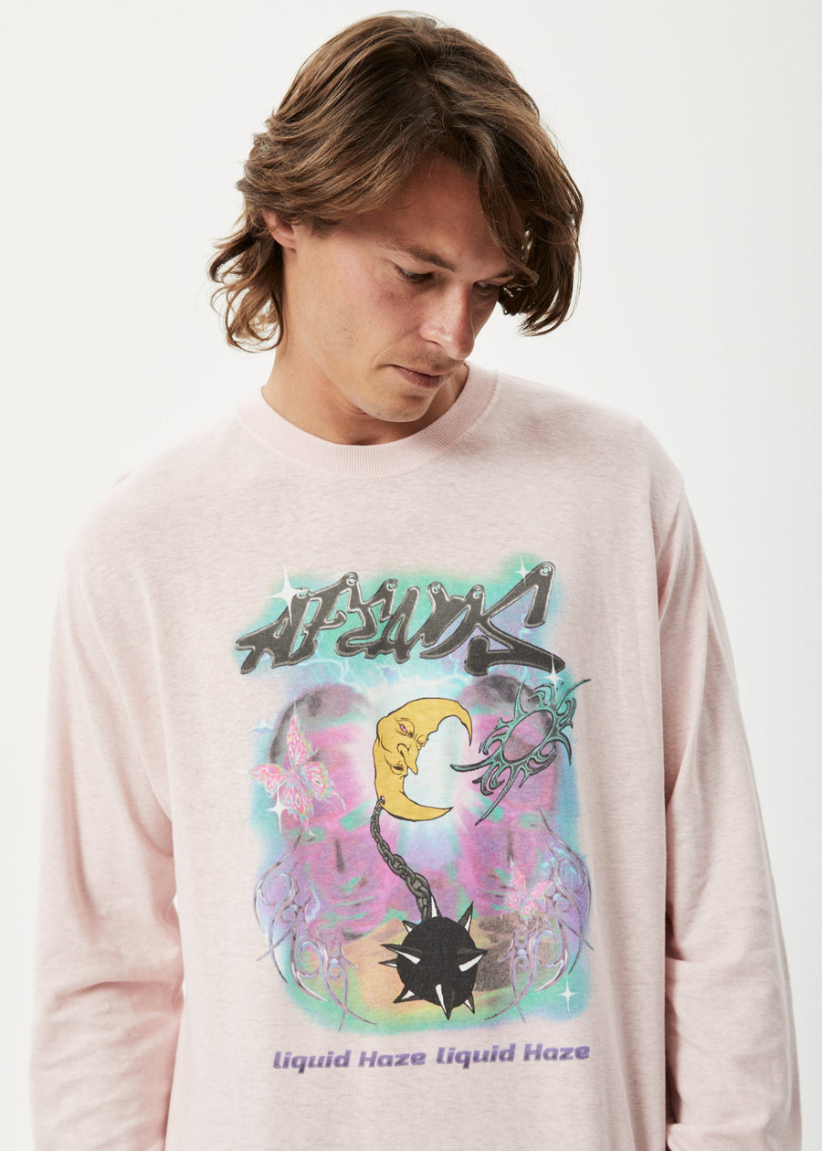 AFENDS Mens Liquid Haze - Long Sleeve Graphic Tee - Lotus