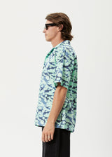 AFENDS Mens Liquid - Cuban Short Sleeve Shirt - Jade Floral - Afends mens liquid   cuban short sleeve shirt   jade floral 