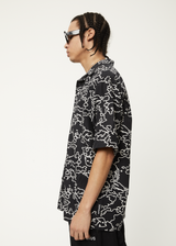 AFENDS Mens Script - Cuban Short Sleeve Shirt - Black Camo - Afends mens script   cuban short sleeve shirt   black camo 