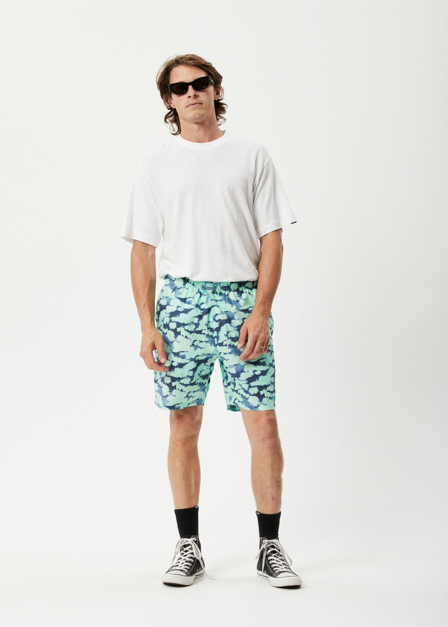 AFENDS Mens Baywatch Liquid - Elastic Waist Short - Jade Floral