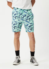 AFENDS Mens Baywatch Liquid - Elastic Waist Short - Jade Floral - Afends mens baywatch liquid   elastic waist short   jade floral