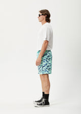 AFENDS Mens Baywatch Liquid - Elastic Waist Short - Jade Floral - Afends mens baywatch liquid   elastic waist short   jade floral