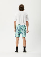 AFENDS Mens Baywatch Liquid - Elastic Waist Short - Jade Floral - Afends mens baywatch liquid   elastic waist short   jade floral