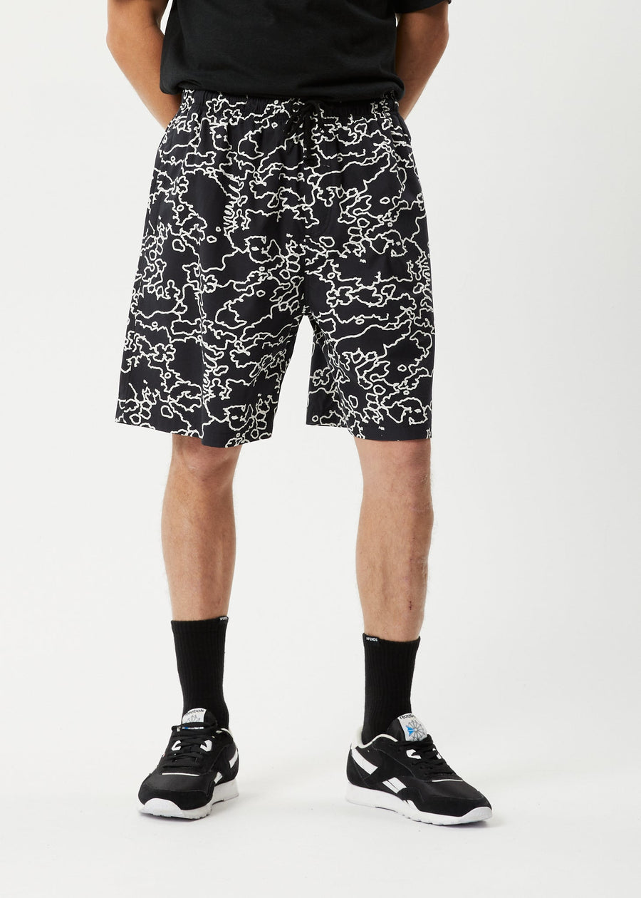 AFENDS Mens Script - Elastic Waist Short - Black