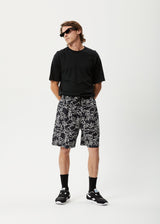 AFENDS Mens Script - Elastic Waist Short - Black - Afends mens script   elastic waist short   black