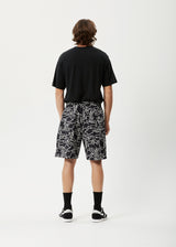 AFENDS Mens Script - Elastic Waist Short - Black - Afends mens script   elastic waist short   black
