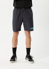 AFENDS Mens Baywatch World - Elastic Waist Short - Charcoal - Afends mens baywatch world   elastic waist short   charcoal