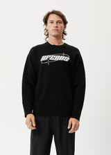 AFENDS Mens Eternal - Knit Crew Neck Jumper - Black - Afends mens eternal   knit crew neck jumper   black 